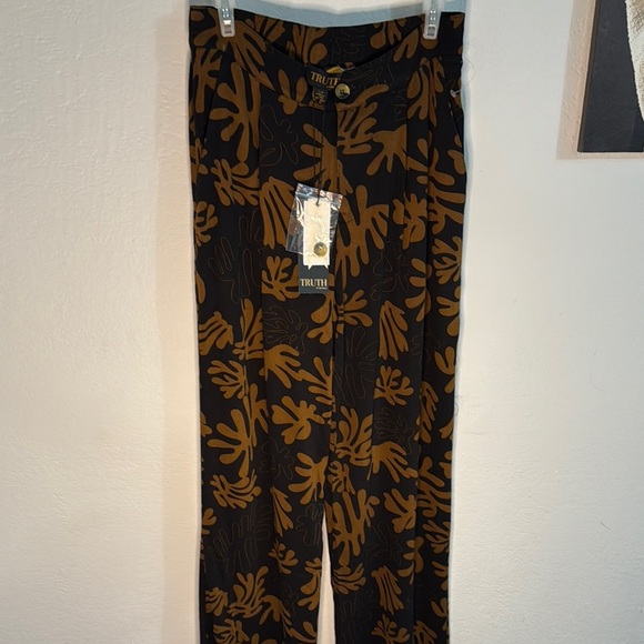 Truth Black and Orange Leaf Pattern Trousers - Picture 2 of 8